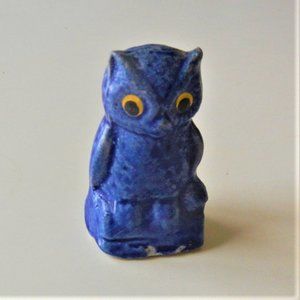 Vintage Ceramic BLUE OWL Big Yellow Eyes  KOREA